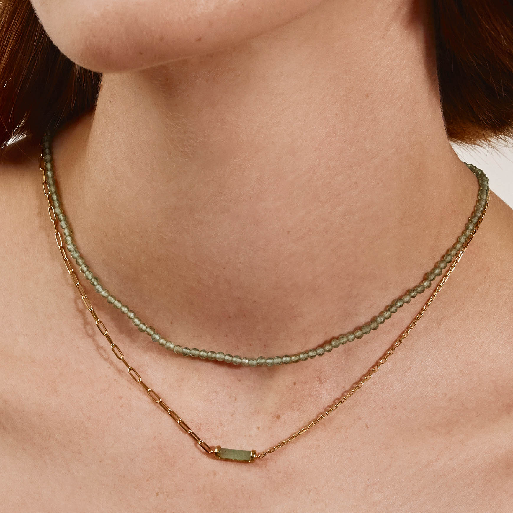 1.42 CT Rectangle Aventurine Gemstone Necklace in Gold Chain 4