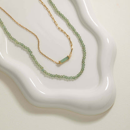 1.42 CT Rectangle Aventurine Gemstone Necklace in Gold Chain 3