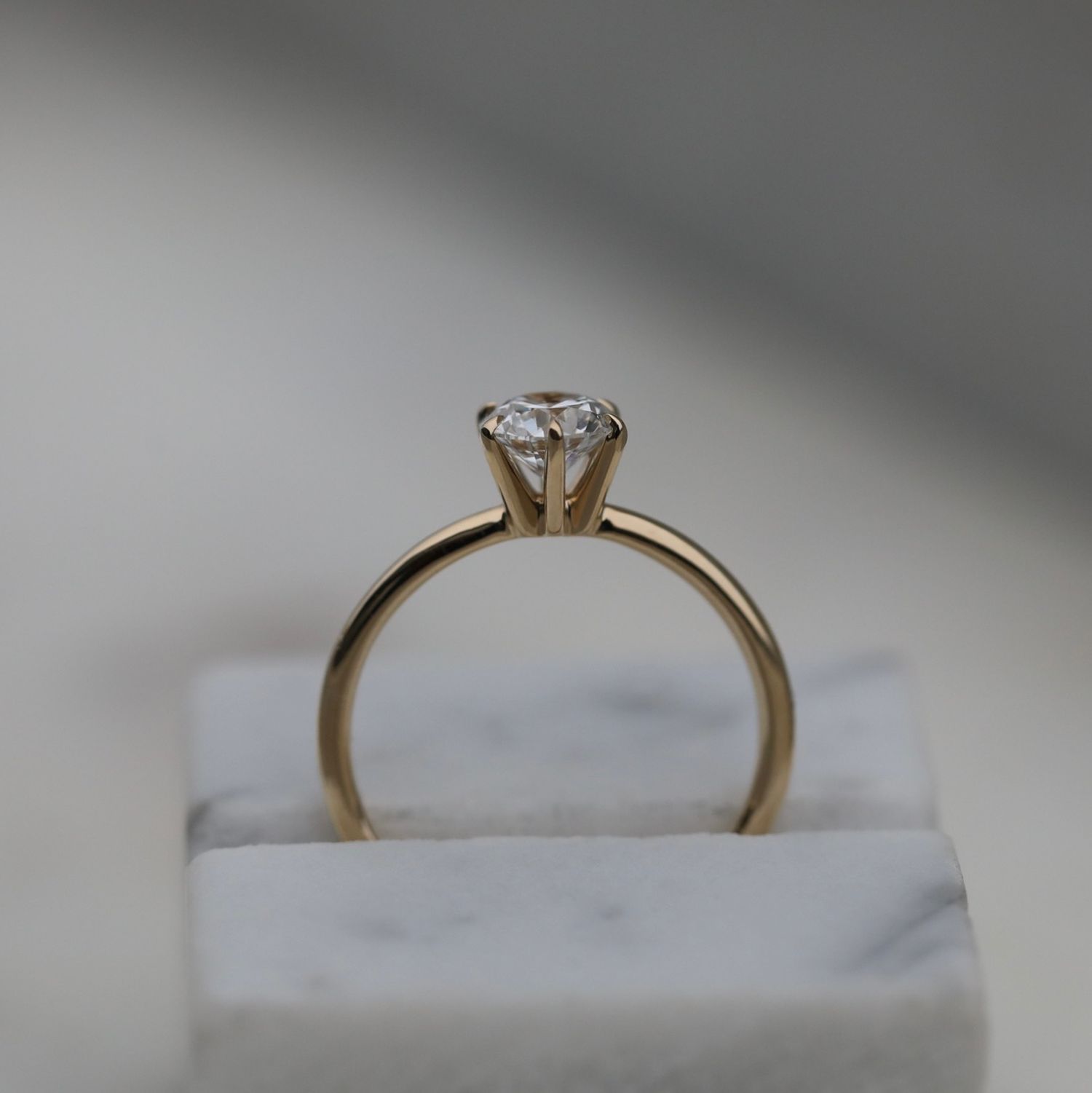 0.75 CT Round Lab-Grown Diamond Solitaire Engagement Ring in Gold Elegance