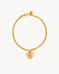 Load image into Gallery viewer, Golden Heart Bracelet with 0.02 CT Pear Ruby and Diamonds
