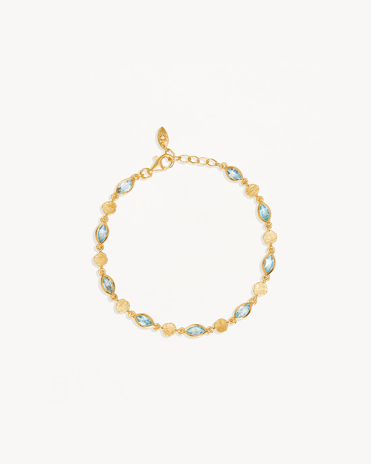 Marquise Blue Topaz & Lab-Grown Diamond Chain Bracelet - 0.10 TCW Elegance 1