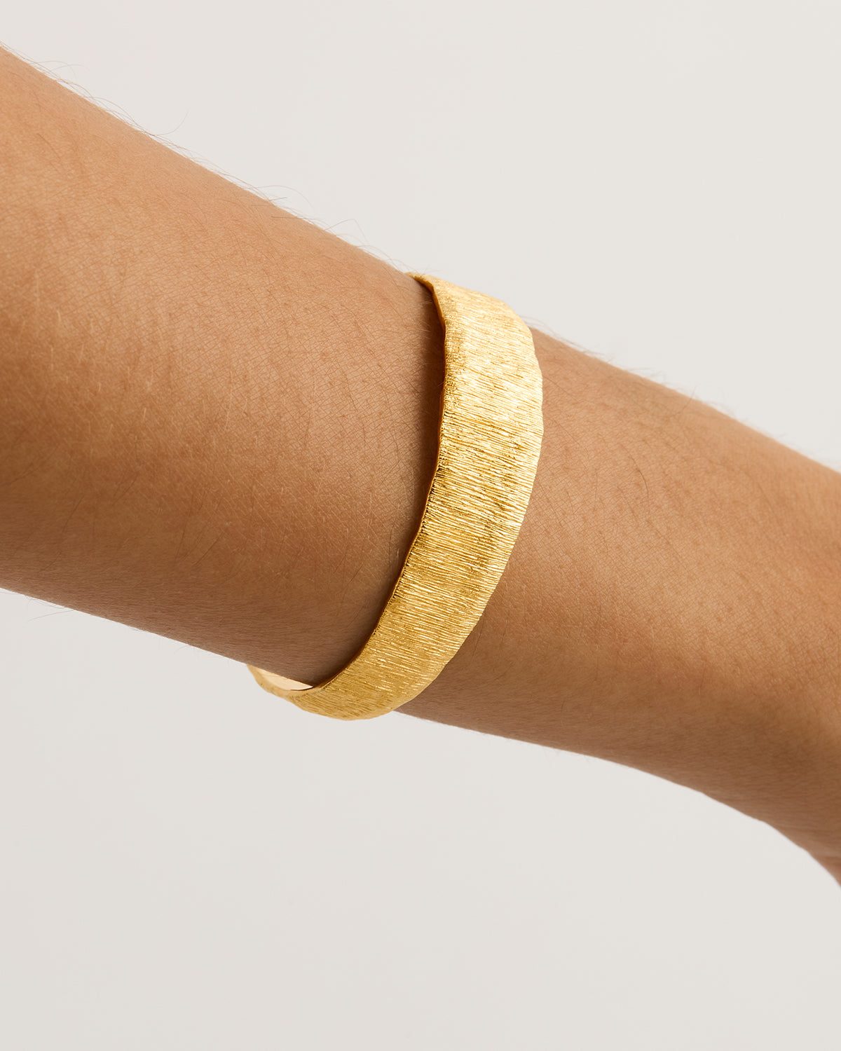 Golden Textured Open Cuff Bracelet