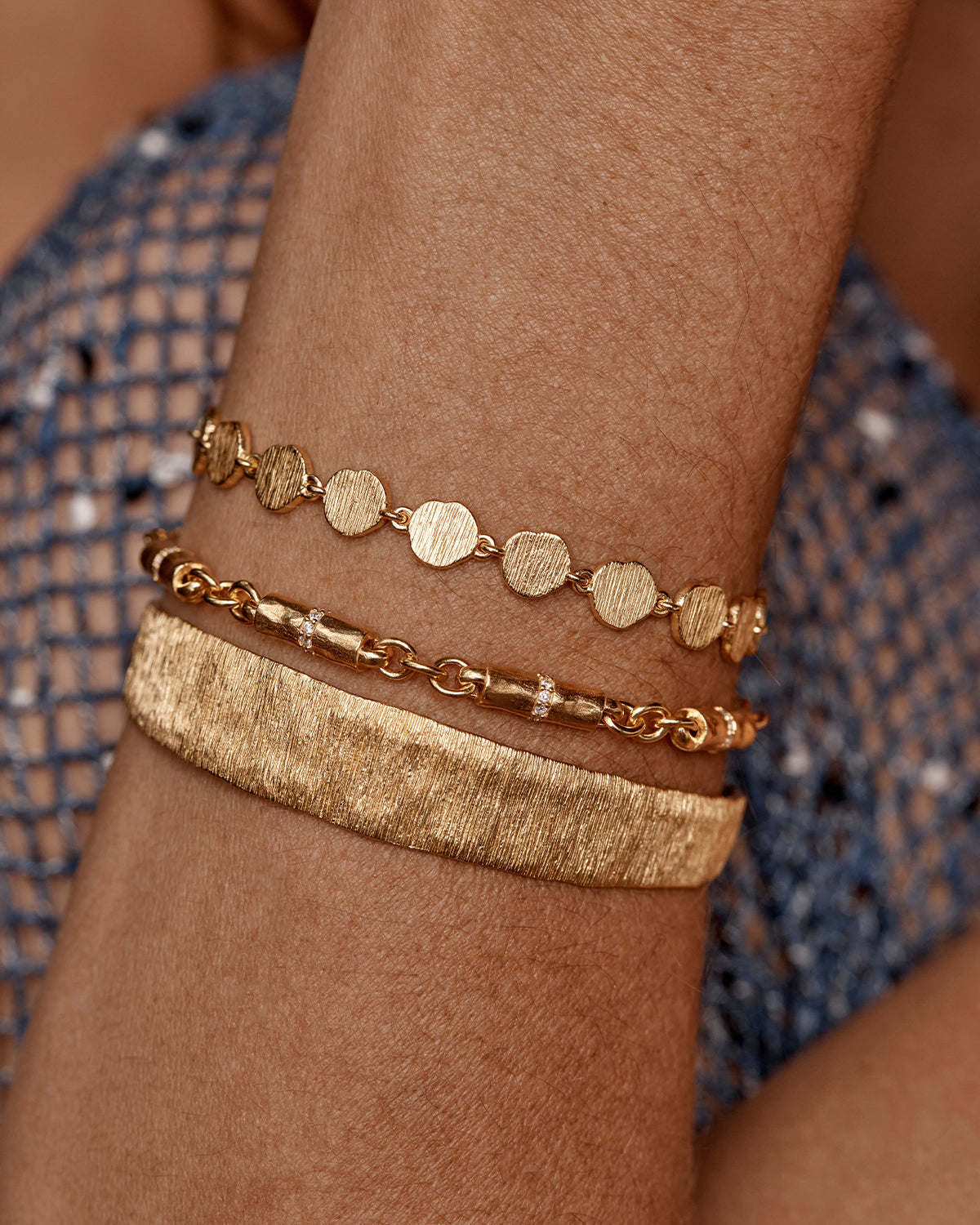 Golden Textured Open Cuff Bracelet