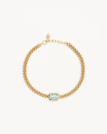 1.0 CT Emerald-Cut Blue Topaz Lab Grown Diamond Bracelet 1