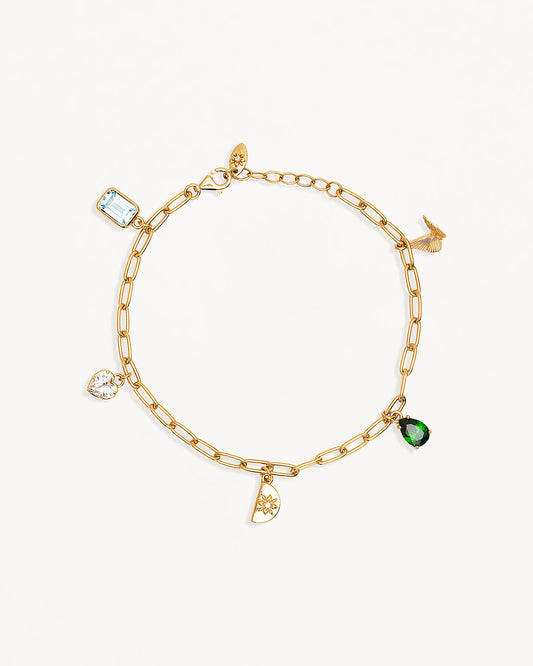 0.10 TCW Multi Lab Made Diamond Wanderlust Charm Bracelet