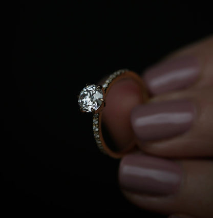 Eternal Elegance: 0.70 CT Round Lab-Grown Diamond Pave Engagement Ring 3