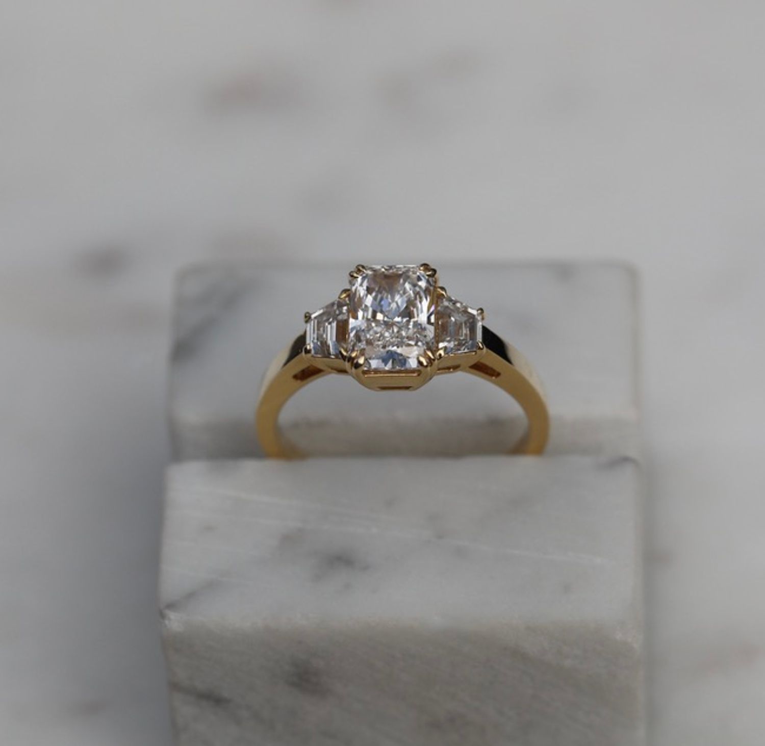 1.5 CT Radiant Lab-Grown Diamond Trilogy Engagement Ring