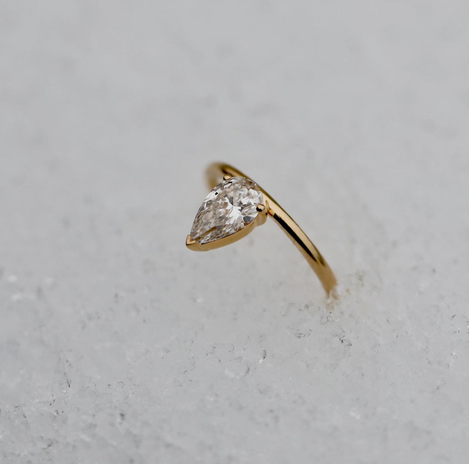 Radiant 0.93 CT Pear-Shaped Lab-Grown Diamond Engagement Ring