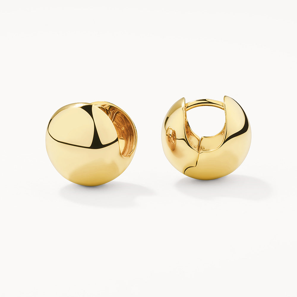 Golden Sphere Huggie Earrings