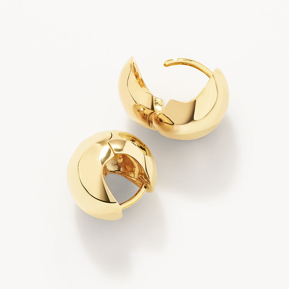 Golden Sphere Huggie Earrings