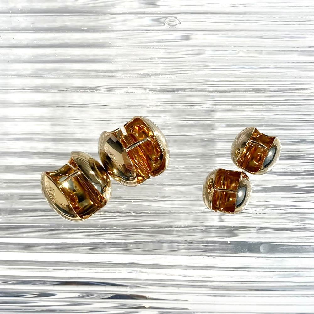 Golden Sphere Huggie Earrings