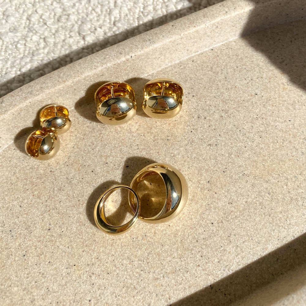 Golden Sphere Huggie Earrings