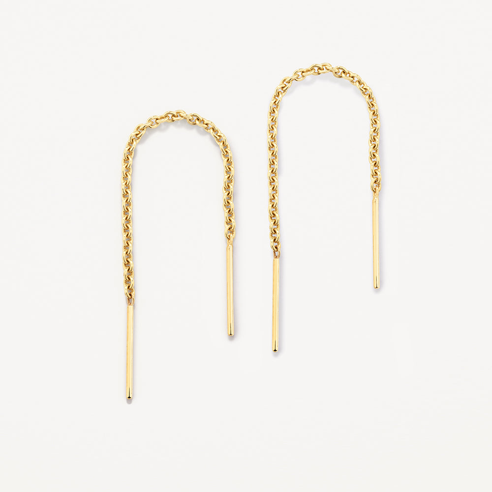 Elegant Gold Bar Chain Earrings