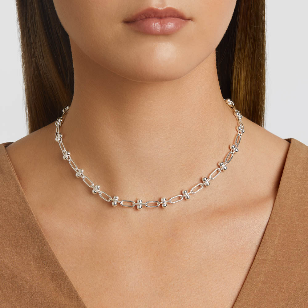 Elegant Beaded Paperclip Chain Necklace 5