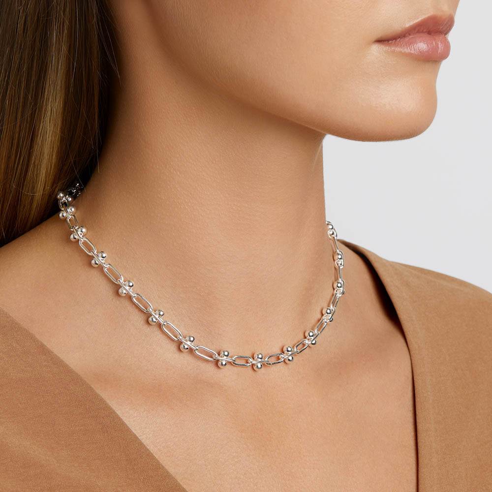 Elegant Beaded Paperclip Chain Necklace 7