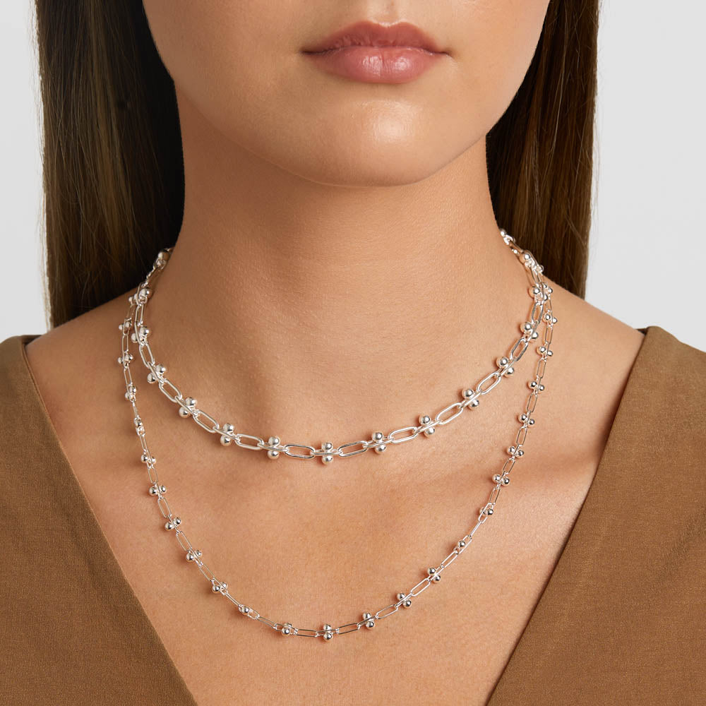 Elegant Beaded Paperclip Chain Necklace 9