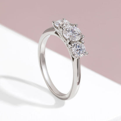 Three Stone-0.5 CT Round Lab Grown Diamond Engagement Ring