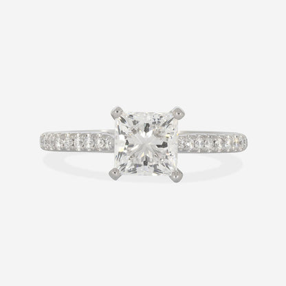 Pave-1.0 CT Princess Lab Grown Diamond Engagement Ring