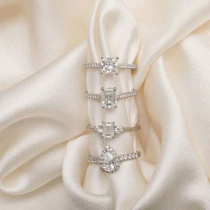 Pave-1.0 CT Princess Lab Grown Diamond Engagement Ring
