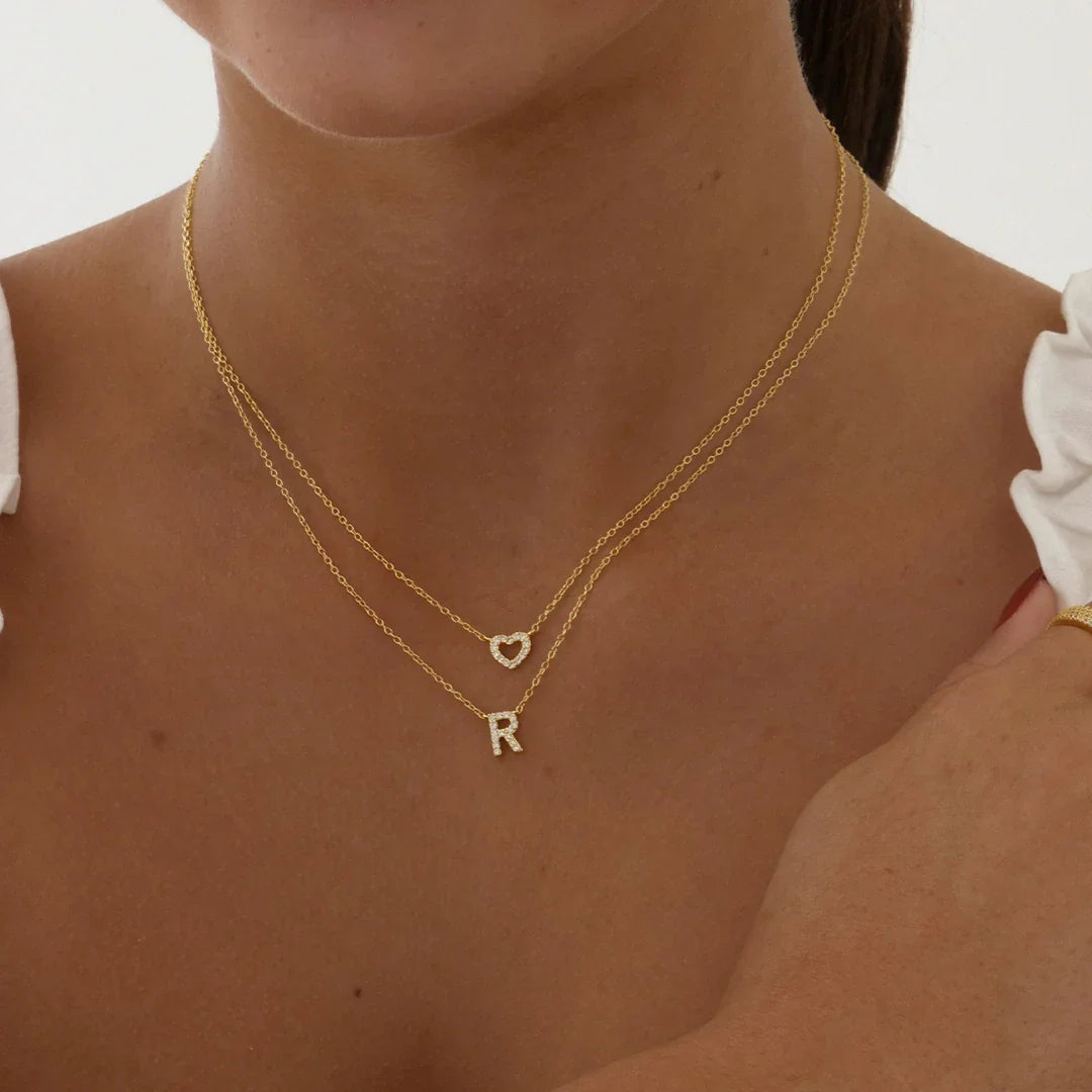 0.1 TCW Round Lab-Grown Diamond Gold Heart Necklace