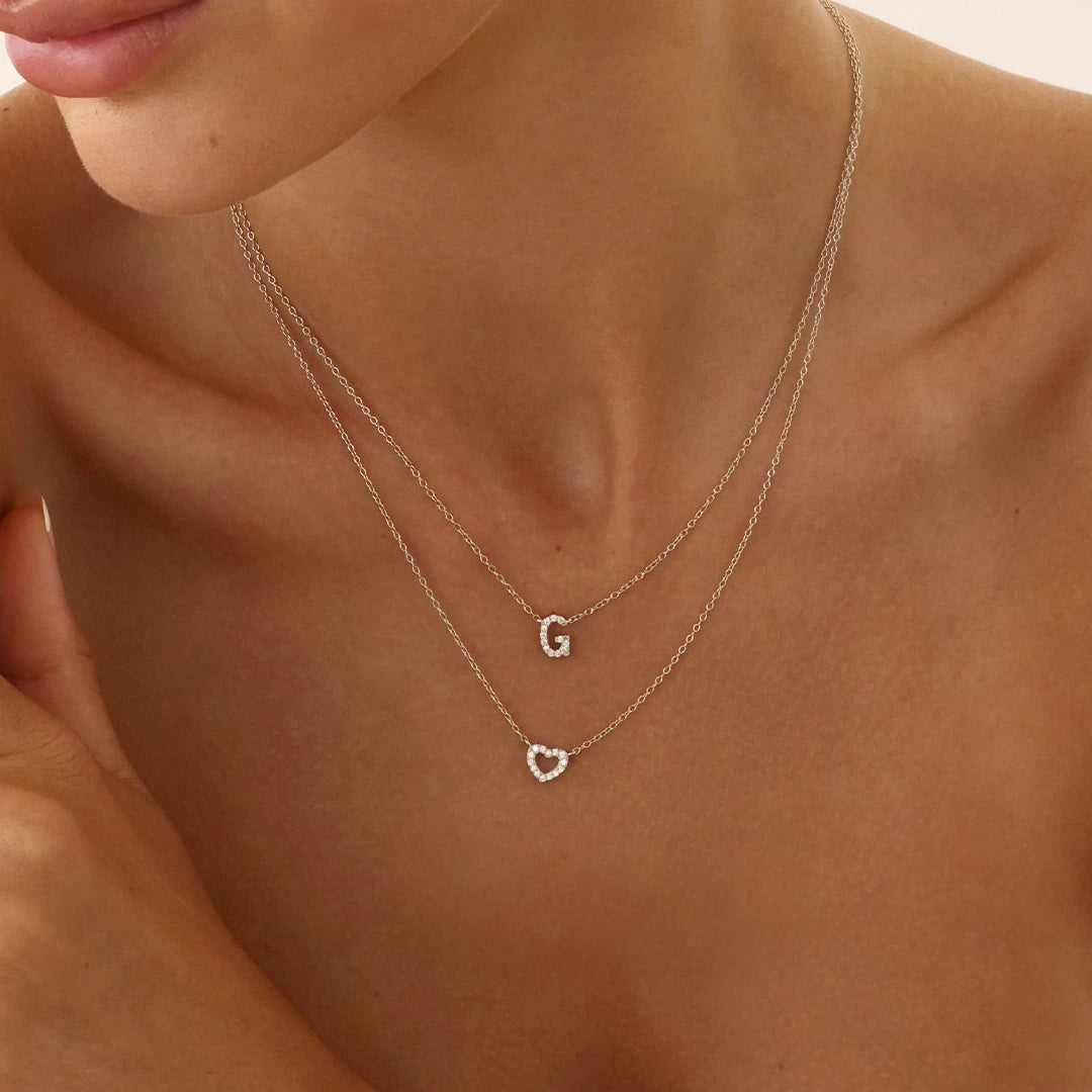 0.1 TCW Round Lab-Grown Diamond Gold Heart Necklace