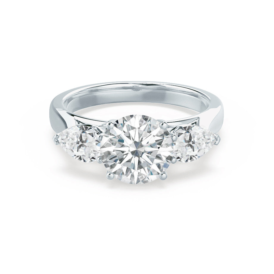 1.00 CT Round Lab-Grown Diamond Triad Elegance Engagement Ring