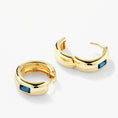 Load image into Gallery viewer, 0.50 TCW Baguette Lab Grown Diamond & Blue Topaz Hoop Earrings
