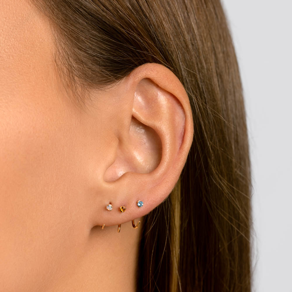 0.06 TCW Round Blue Topaz Lab Grown Diamond Open Hoop Earrings 5