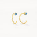 Load image into Gallery viewer, 0.06 TCW Round Blue Topaz Lab Grown Diamond Open Hoop Earrings
