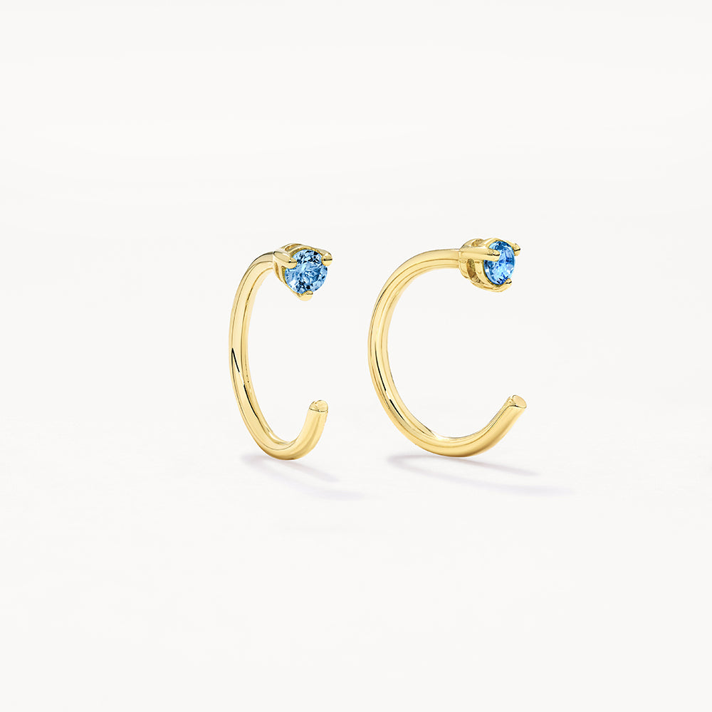 0.06 TCW Round Blue Topaz Lab Grown Diamond Open Hoop Earrings 1
