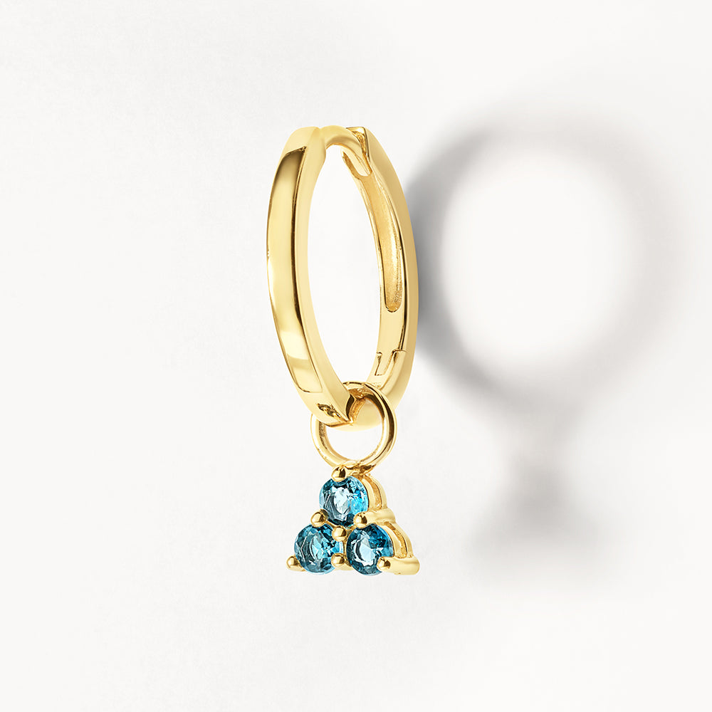 0.10 TCW Round Blue Topaz Trio Hoop Earrings 4