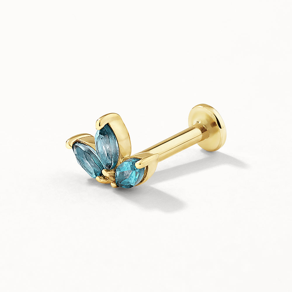 0.12 TCW Marquise Blue Topaz Blossom Stud Earrings 1
