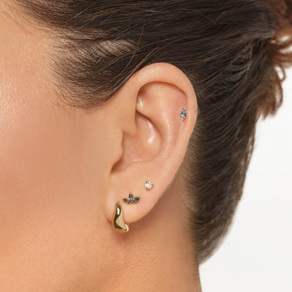 0.12 TCW Marquise Blue Topaz Blossom Stud Earrings 2
