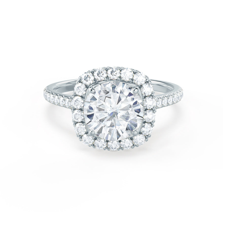 1.20 CT Round Lab-Grown Diamond Halo Engagement Ring Pavé Setting