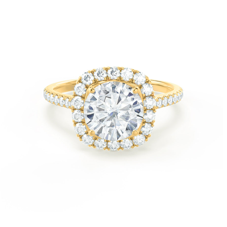 1.20 CT Round Lab Grown Diamond Halo & Pave Engagement Ring