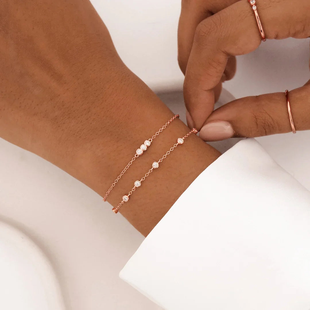 0.1 TCW Round Cut Lab-Grown Diamond Trio Bracelet