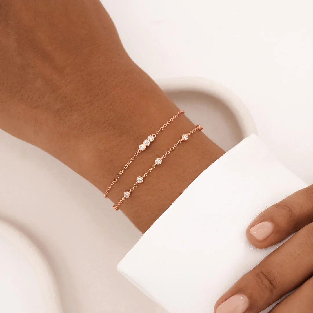 0.1 TCW Round Cut Lab-Grown Diamond Trio Bracelet