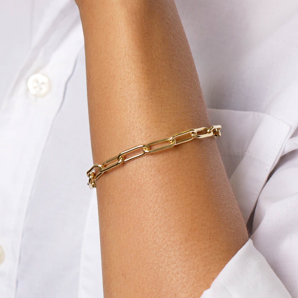 Elegant Gold Paperclip Chain Bracelet