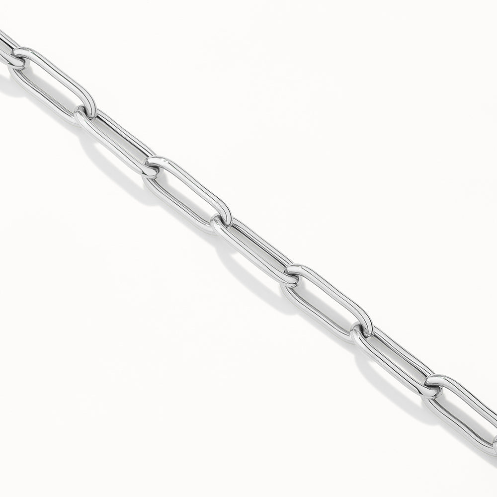 Elegant Silver Paperclip Chain Bracelet