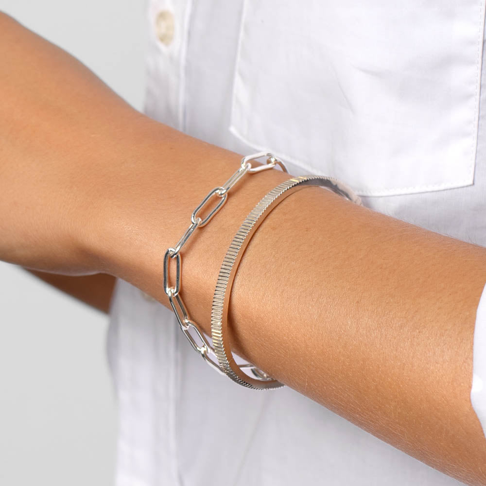 Elegant Silver Paperclip Chain Bracelet