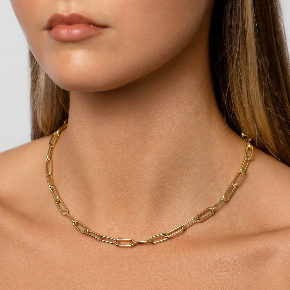 Elegant Gold Paperclip Chain Necklace