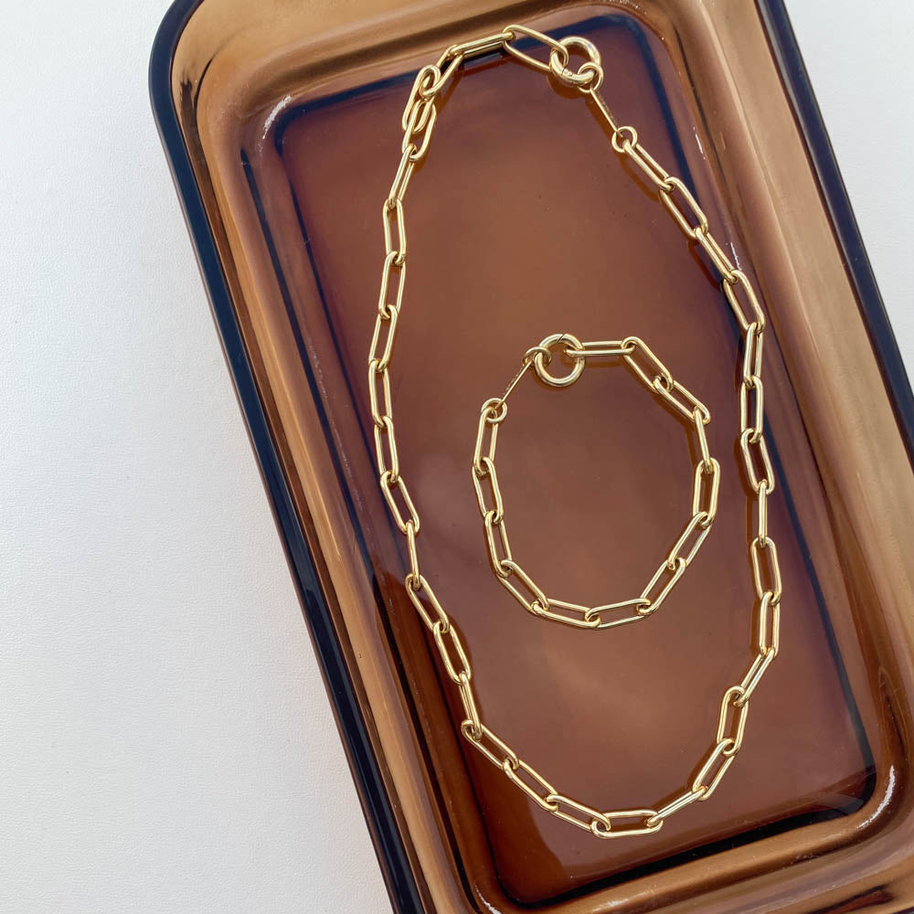 Elegant Gold Paperclip Chain Necklace