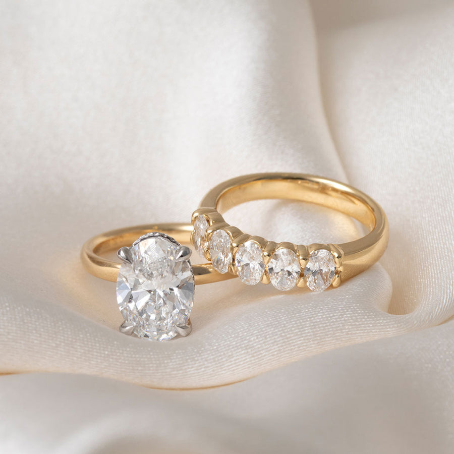 Curved- 0.25 CT Marquise Lab Grown Diamond Wedding Band