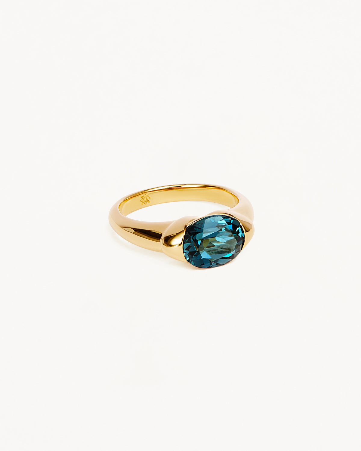 1.0 CT Oval Blue Topaz Lab Made Diamond Gold Engagement Ring