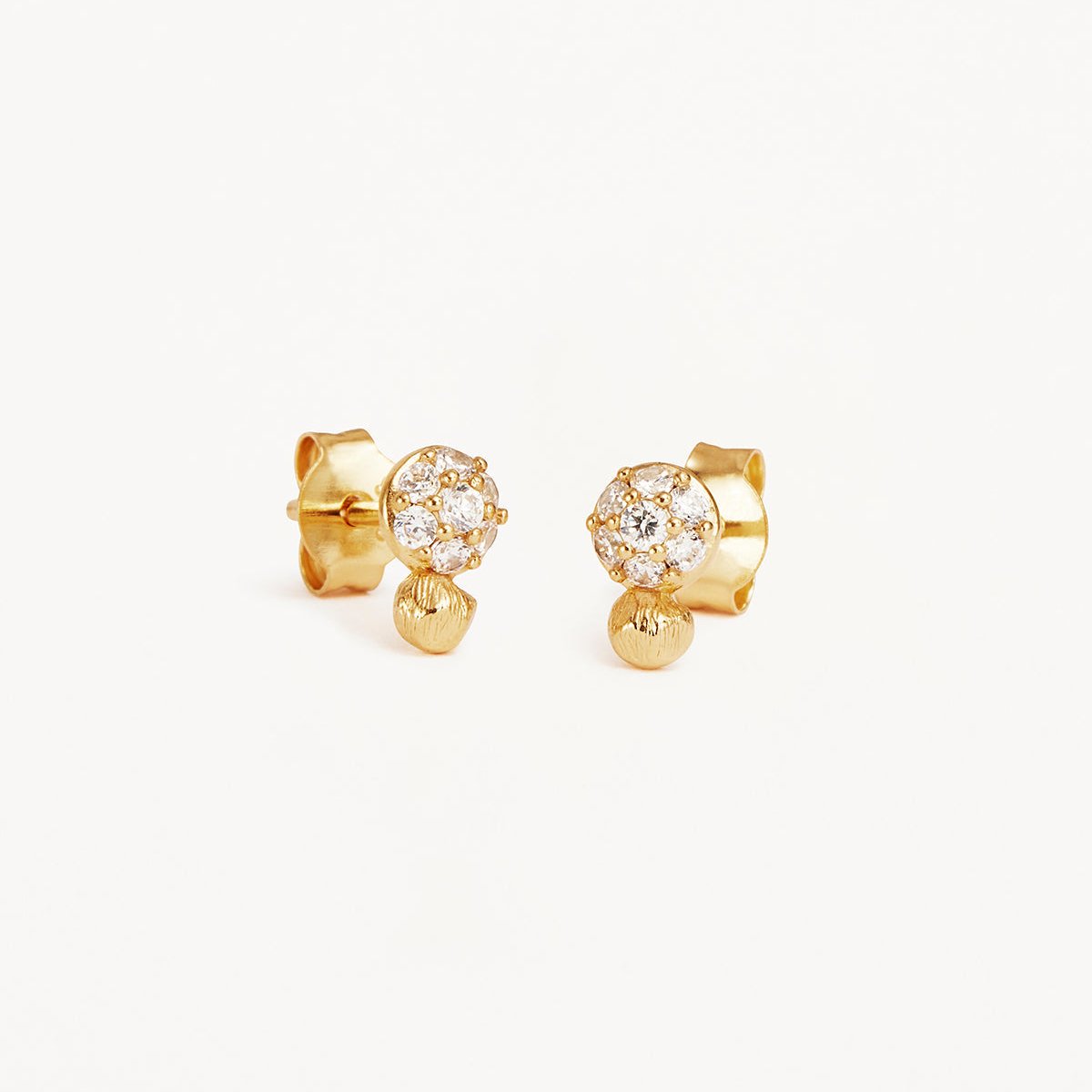 0.05 TCW Round Lab Grown Diamond Cluster Stud Earrings in Gold