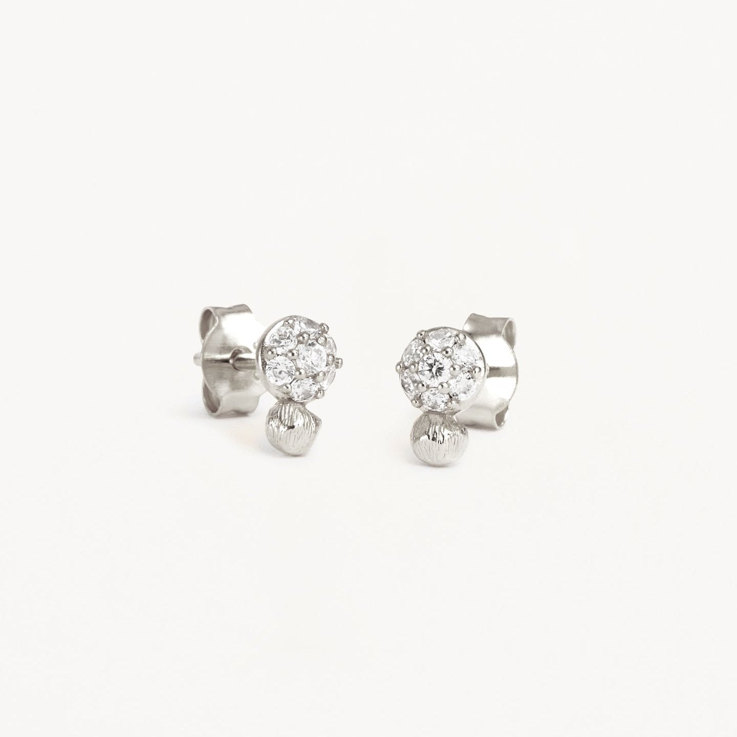 0.05 TCW Round Lab Grown Diamond Cluster Stud Earrings in Gold