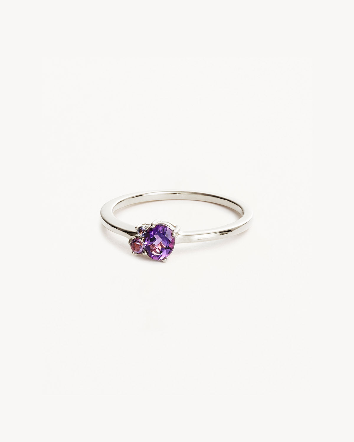 0.50 CT Oval Amethyst Three Stone Gold Engagement Ring