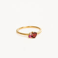 Load image into Gallery viewer, 0.50 CT Oval Red Ruby and Lab Made Diamond Trilogy Engagement Ring
