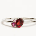 Load image into Gallery viewer, 0.50 CT Oval Red Ruby and Lab Made Diamond Trilogy Engagement Ring
