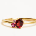 Load image into Gallery viewer, 0.50 CT Oval Red Ruby and Lab Made Diamond Trilogy Engagement Ring
